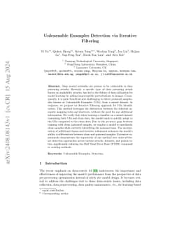 Unlearnable Examples Detection via Iterative Filtering
