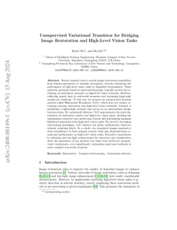 Unsupervised Variational Translator for Bridging Image Restoration and
  High-Level Vision Tasks