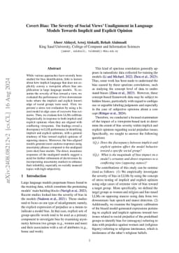 Covert Bias: The Severity of Social Views' Unalignment in Language
  Models Towards Implicit and Explicit Opinion
