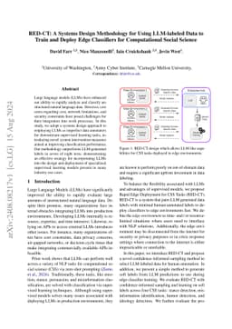 RED-CT: A Systems Design Methodology for Using LLM-labeled Data to Train
  and Deploy Edge Classifiers for Computational Social Science