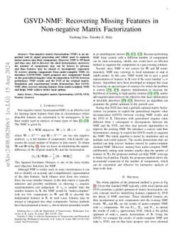 GSVD-NMF: Recovering Missing Features in Non-negative Matrix Factorization