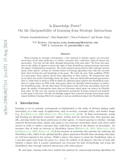 Is Knowledge Power? On the (Im)possibility of Learning from Strategic
  Interaction