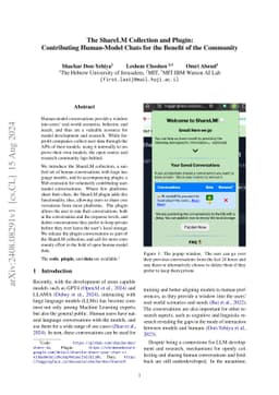 The ShareLM Collection and Plugin: Contributing Human-Model Chats for the Benefit of the Community