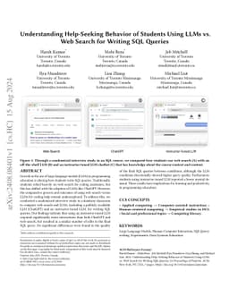 Understanding Help-Seeking Behavior of Students Using LLMs vs. Web
  Search for Writing SQL Queries