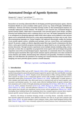 Automated Design of Agentic Systems