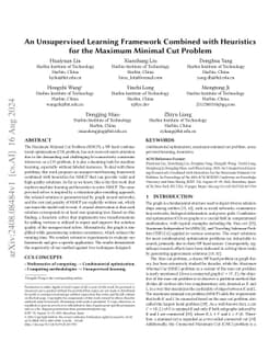An Unsupervised Learning Framework Combined with Heuristics for the
  Maximum Minimal Cut Problem