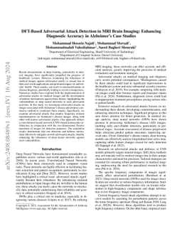 DFT-Based Adversarial Attack Detection in MRI Brain Imaging: Enhancing
  Diagnostic Accuracy in Alzheimer's Case Studies