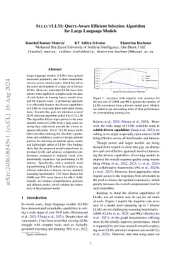 SelectLLM: Query-Aware Efficient Selection Algorithm for Large Language Models