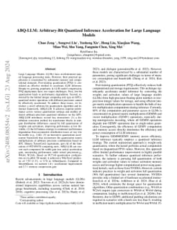 ABQ-LLM: Arbitrary-Bit Quantized Inference Acceleration for Large
  Language Models