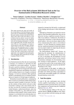 Overview of the BioLaySumm 2024 Shared Task on the Lay Summarization of
  Biomedical Research Articles