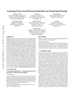 Learning A Low-Level Vision Generalist via Visual Task Prompt