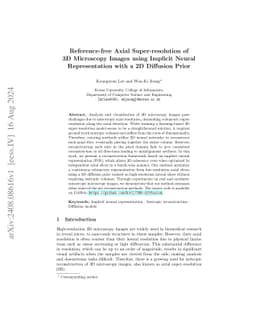 Reference-free Axial Super-resolution of 3D Microscopy Images using
  Implicit Neural Representation with a 2D Diffusion Prior