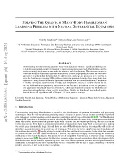 Solving The Quantum Many-Body Hamiltonian Learning Problem with Neural
  Differential Equations