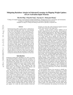 Mitigating Backdoor Attacks in Federated Learning via Flipping Weight
  Updates of Low-Activation Input Neurons