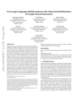 Can Large Language Models Improve the Adversarial Robustness of Graph
  Neural Networks?