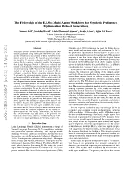 The Fellowship of the LLMs: Multi-Agent Workflows for Synthetic
  Preference Optimization Dataset Generation