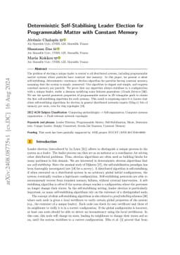 Deterministic Self-Stabilising Leader Election for Programmable Matter
  with Constant Memory