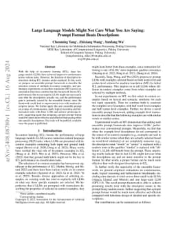 Large Language Models Might Not Care What You Are Saying: Prompt Format
  Beats Descriptions