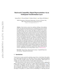 Backward-Compatible Aligned Representations via an Orthogonal
  Transformation Layer