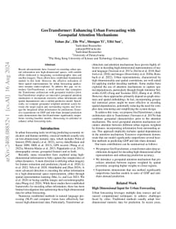 GeoTransformer: Enhancing Urban Forecasting with Geospatial Attention
  Mechanisms