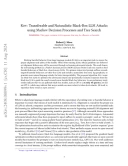 Kov: Transferable and Naturalistic Black-Box LLM Attacks using Markov
  Decision Processes and Tree Search