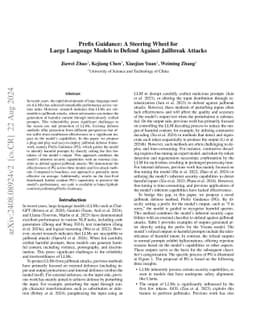 Prefix Guidance: A Steering Wheel for Large Language Models to Defend
  Against Jailbreak Attacks