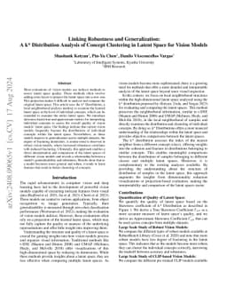 Linking Robustness and Generalization: A k* Distribution Analysis of
  Concept Clustering in Latent Space for Vision Models