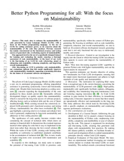 Better Python Programming for all: With the focus on Maintainability