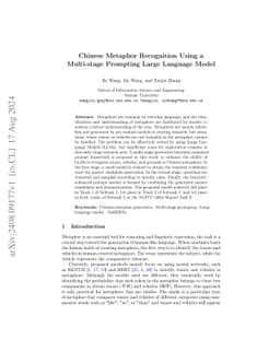 Chinese Metaphor Recognition Using a Multi-stage Prompting Large
  Language Model