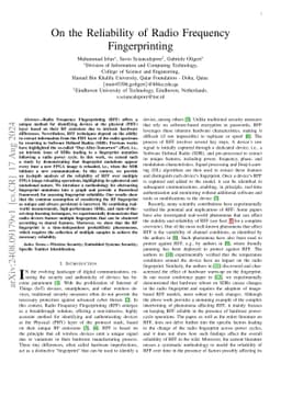 On the Reliability of Radio Frequency Fingerprinting