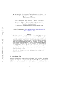 AI Managed Emergency Documentation with a Pretrained Model