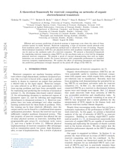 A theoretical framework for reservoir computing on networks of organic
  electrochemical transistors