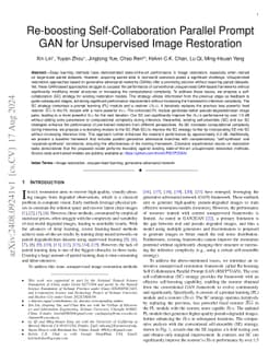 Re-boosting Self-Collaboration Parallel Prompt GAN for Unsupervised
  Image Restoration
