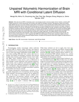 Unpaired Volumetric Harmonization of Brain MRI with Conditional Latent
  Diffusion