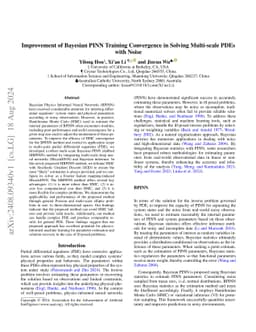 Enhanced BPINN Training Convergence in Solving General and Multi-scale Elliptic PDEs with Noise