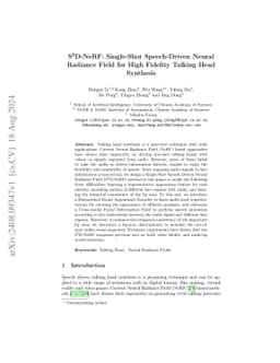S^3D-NeRF: Single-Shot Speech-Driven Neural Radiance Field for High
  Fidelity Talking Head Synthesis