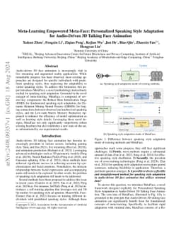 Meta-Learning Empowered Meta-Face: Personalized Speaking Style
  Adaptation for Audio-Driven 3D Talking Face Animation