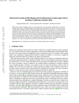 Behavioral Learning of Dish Rinsing and Scrubbing based on Interruptive
  Direct Teaching Considering Assistance Rate