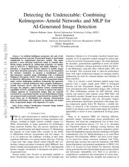 Detecting the Undetectable: Combining Kolmogorov-Arnold Networks and MLP
  for AI-Generated Image Detection