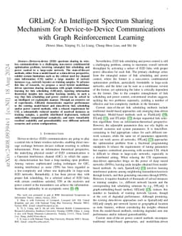GRLinQ: An Intelligent Spectrum Sharing Mechanism for Device-to-Device
  Communications with Graph Reinforcement Learning