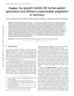 Combo: Co-speech holistic 3D human motion generation and efficient
  customizable adaptation in harmony