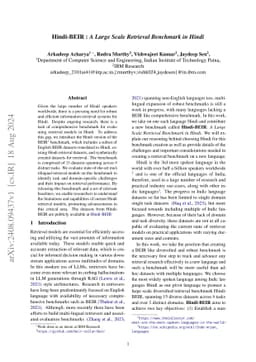Hindi-BEIR : A Large Scale Retrieval Benchmark in Hindi