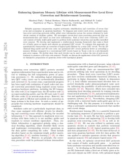 Enhancing Quantum Memory Lifetime with Measurement-Free Local Error
  Correction and Reinforcement Learning