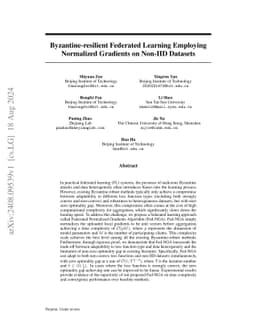Byzantine-resilient Federated Learning Employing Normalized Gradients on
  Non-IID Datasets