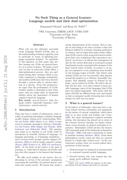 No Such Thing as a General Learner: Language models and their dual
  optimization