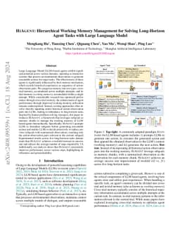 HiAgent: Hierarchical Working Memory Management for Solving Long-Horizon
  Agent Tasks with Large Language Model