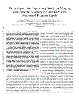 MergeRepair: An Exploratory Study on Merging Task-Specific Adapters in
  Code LLMs for Automated Program Repair