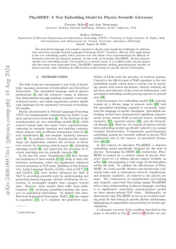 PhysBERT: A Text Embedding Model for Physics Scientific Literature