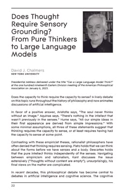 Does Thought Require Sensory Grounding? From Pure Thinkers to Large
  Language Models