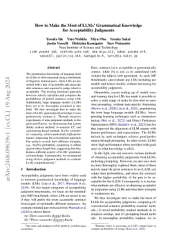 How to Make the Most of LLMs' Grammatical Knowledge for Acceptability Judgments
